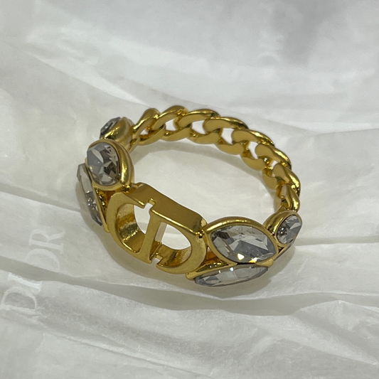 CD Chain Crystal Ring (Gold Finish)